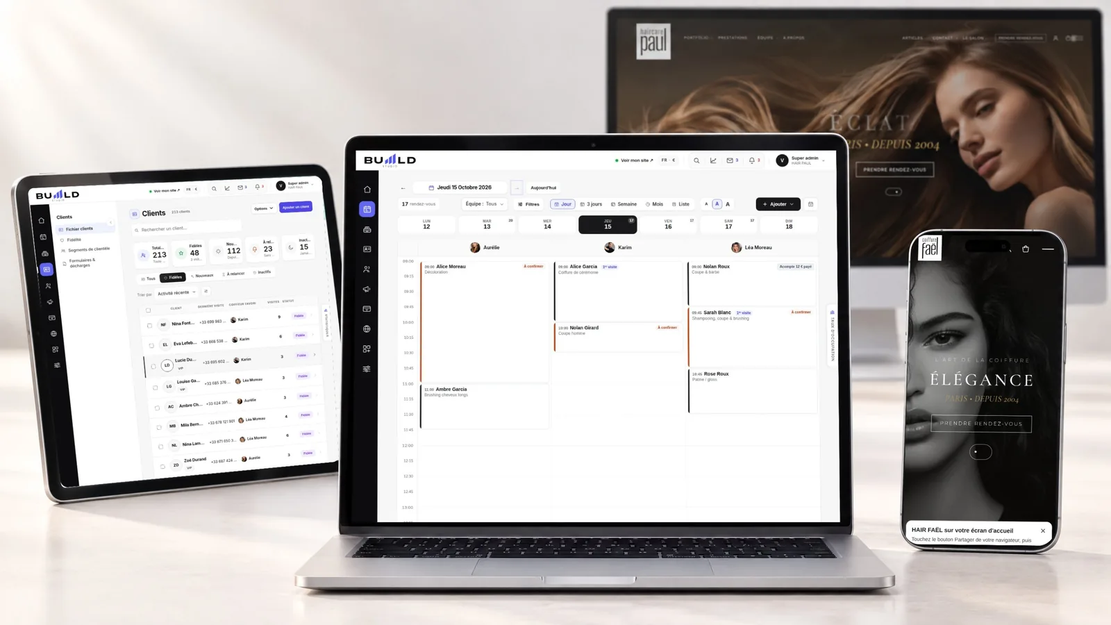 Présentation du site de salon, de l’agenda et du fichier client Buiiild | Buiiild.com