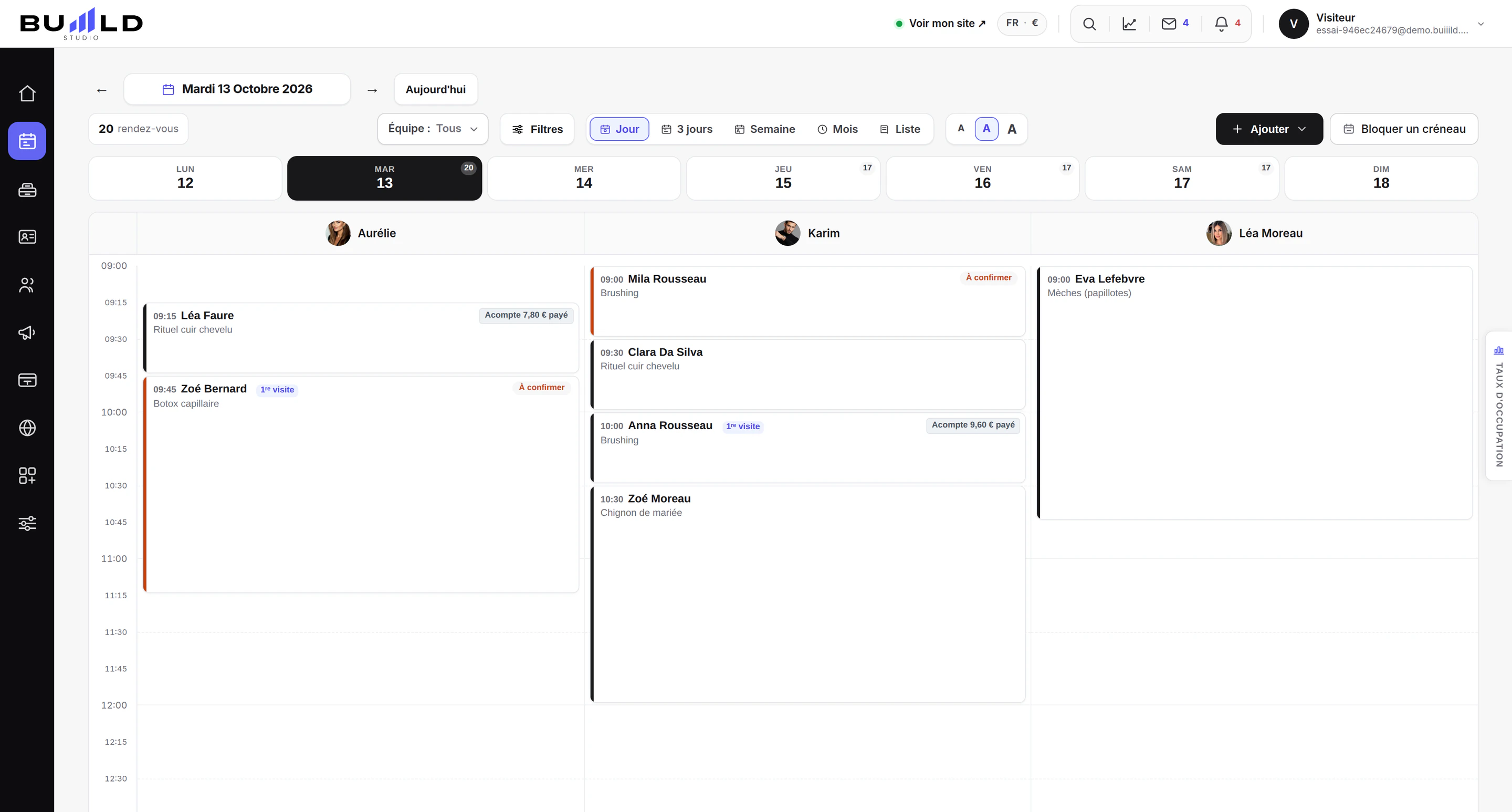 Agenda de démonstration du Studio Buiiild | Buiiild.com